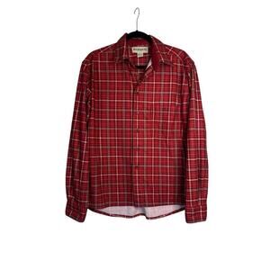 Wilderness Men's Button Down Long Sleeve Plaid Flannel Shirt Size L Red Black